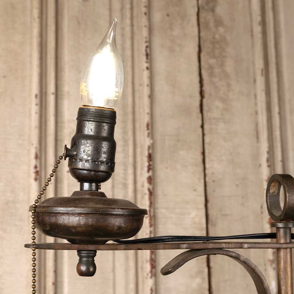 23" Antique Wrought Iron Table Lamp image 2
