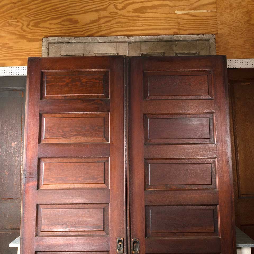 62x89 Antique 6 Panel Wood Pocket Doors image 2