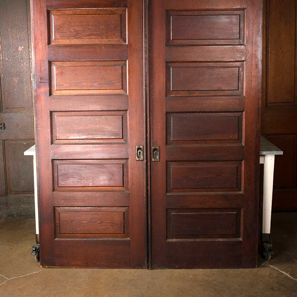 62x89 Antique 6 Panel Wood Pocket Doors image 3