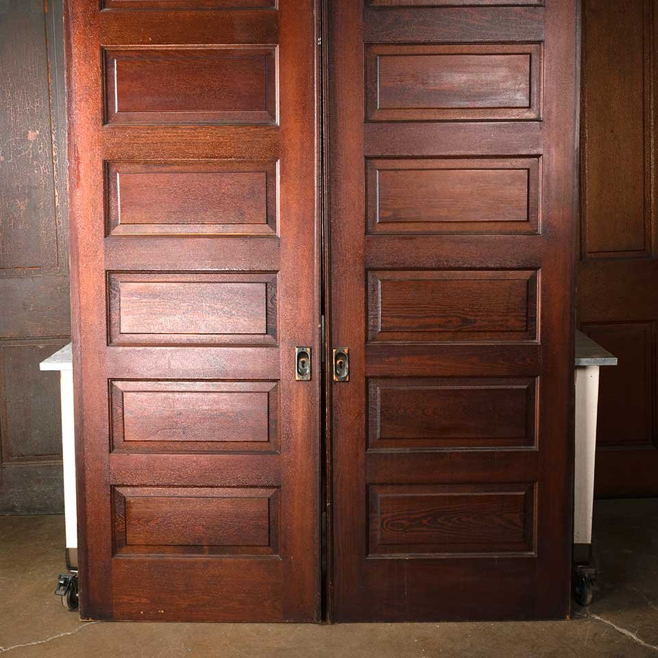 62x89 Antique 6 Panel Wood Pocket Doors image 7
