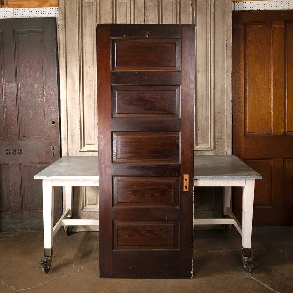 30x79 Antique 5 Panel Wood Interior Door image 1