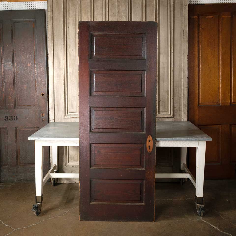 30x78 Antique 5 Panel Wood Interior Door image 1