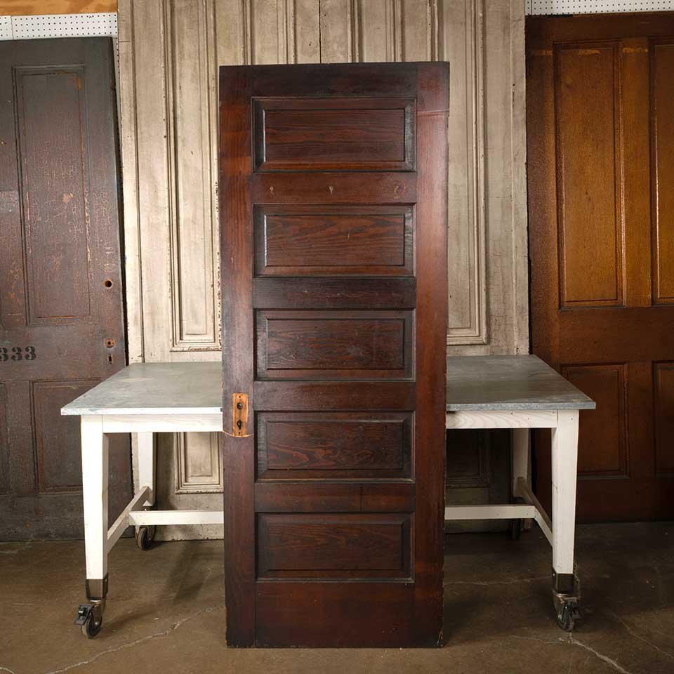30x78 Antique 5 Panel Wood Interior Door image 1