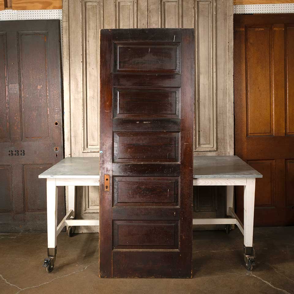30x79 Antique 5 Panel Wood Interior Door image 1