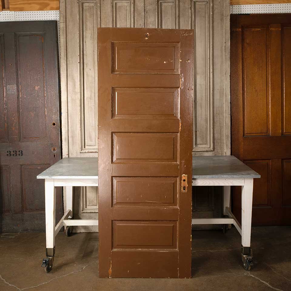 30x79 Antique 5 Panel Wood Interior Door image 5