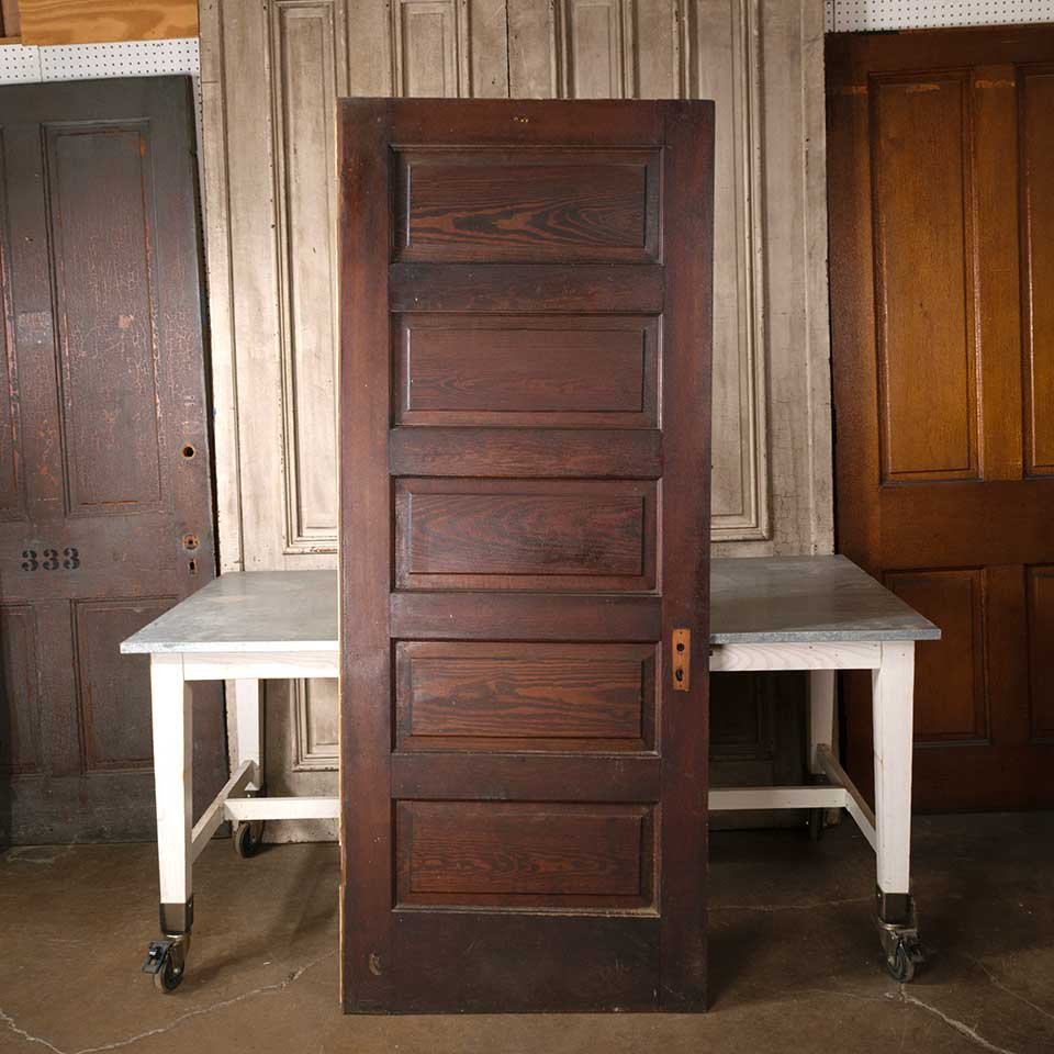 32x79 Antique 5 Panel Wood Interior Door image 1