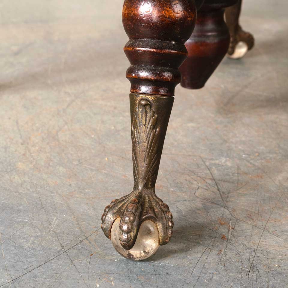 Antique Wood Swivel Stool w/ Glass Feet image 5