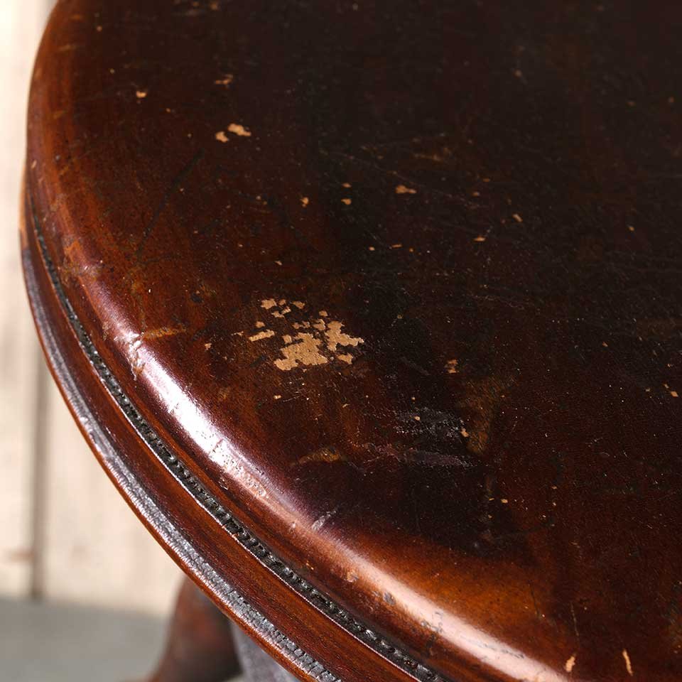 Antique Wood Swivel Stool w/ Glass Feet image 7