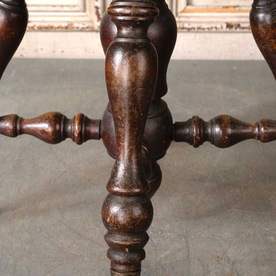 Antique Wood Swivel Stool w/ Glass Feet image 8