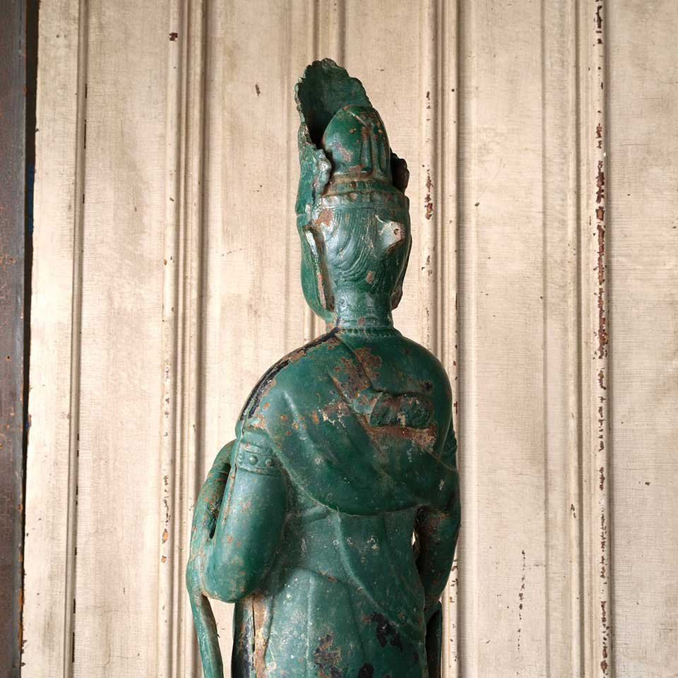 Antique Cast Iron Asian Figural Garden Statue image 7