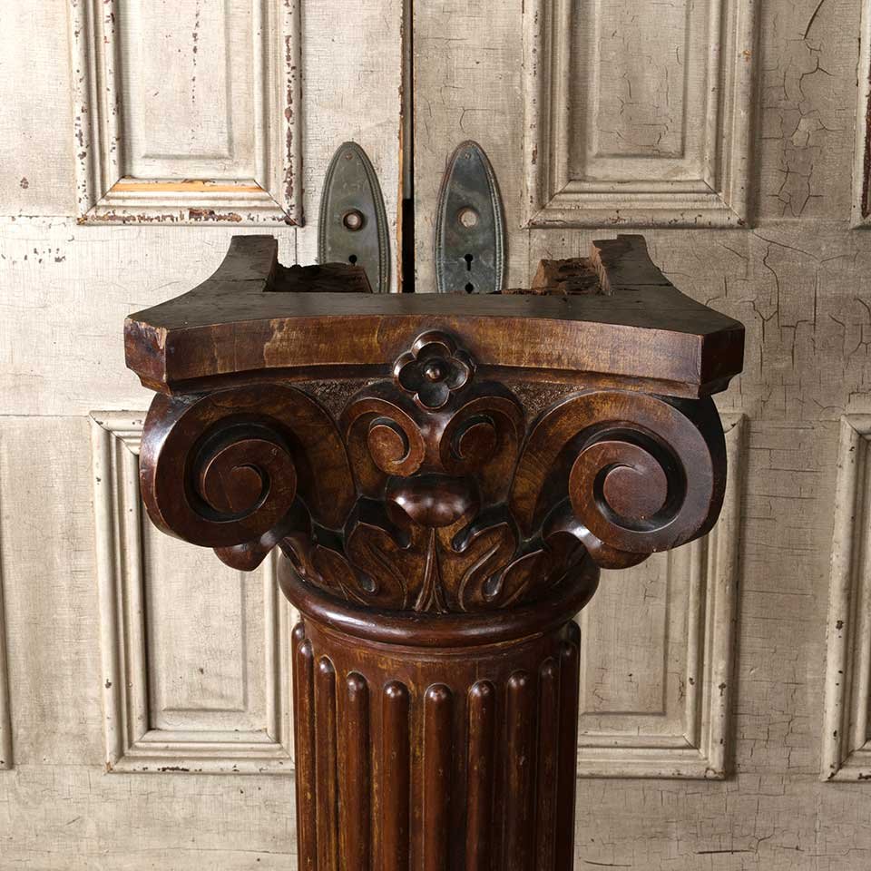 17x37 Carved Wood Engaged Column Pedestal image 3