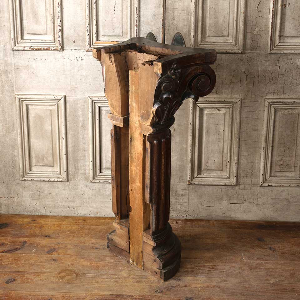 17x37 Carved Wood Engaged Column Pedestal image 7