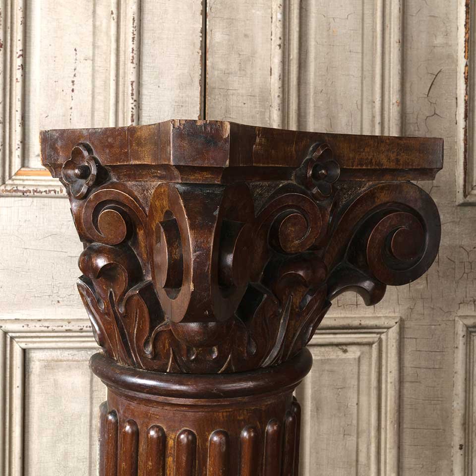 17x37 Carved Wood Engaged Column Pedestal image 8