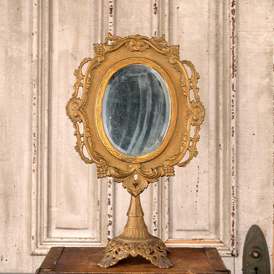 Antique Cast Iron Vanity Mirror image 1
