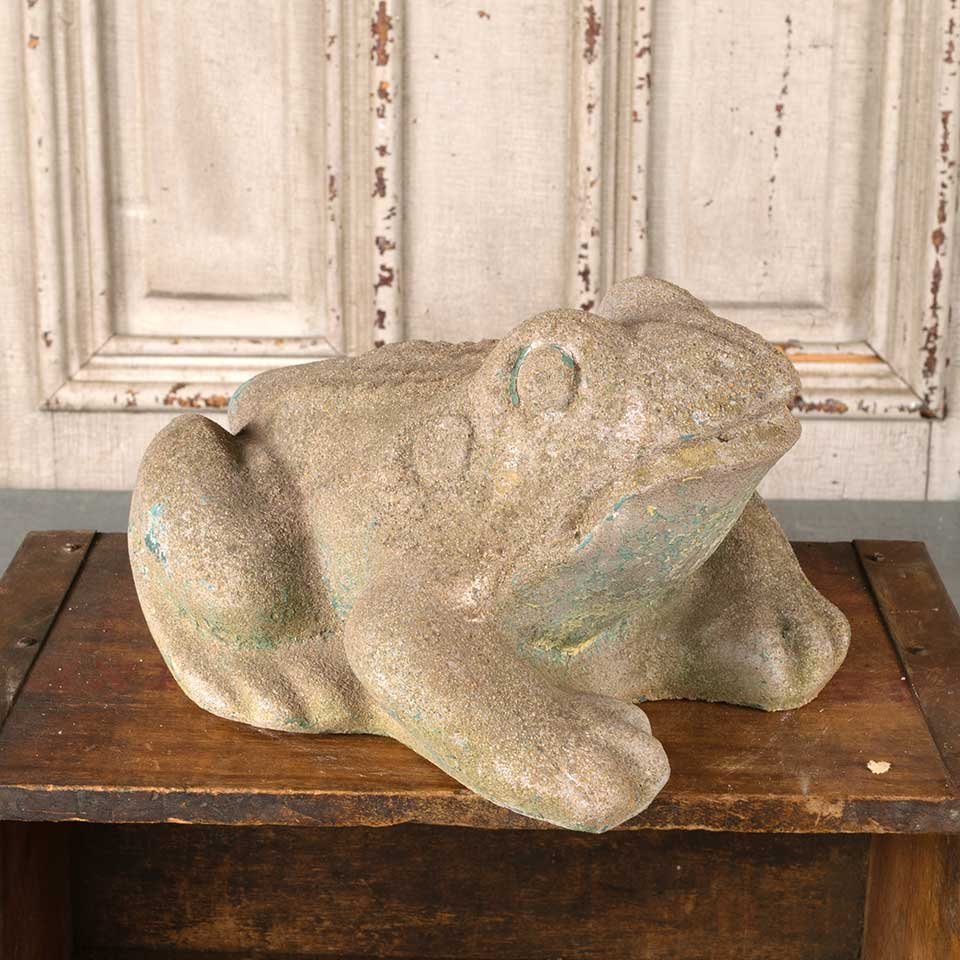 Vintage Cast Concrete Frog Garden Statue image 1