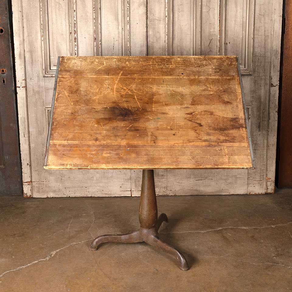 Antique Wood & Cast Iron Drafting Table image 1