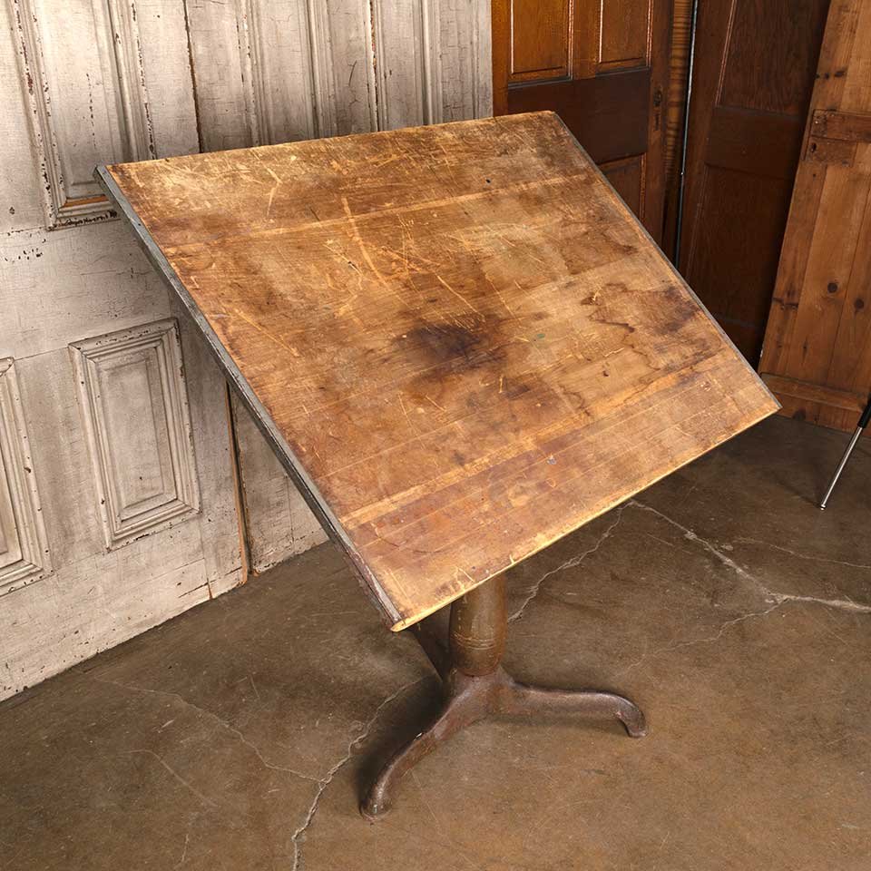 Antique Wood & Cast Iron Drafting Table image 3
