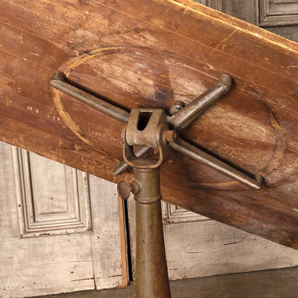 Antique Wood & Cast Iron Drafting Table image 6