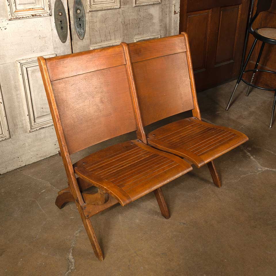 Antique Folding Double Chair Seat Bench image 1