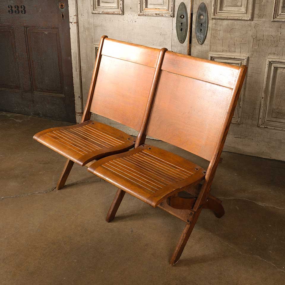 Antique Folding Double Chair Seat Bench image 5