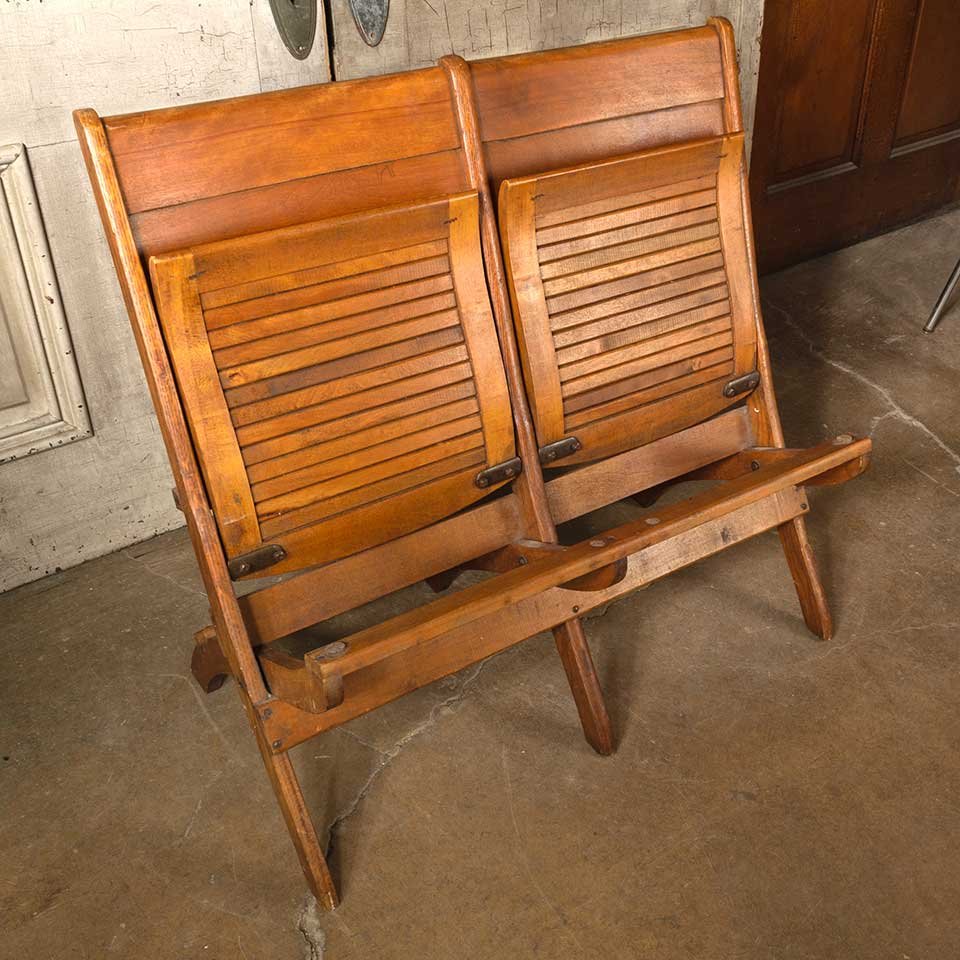 Antique Folding Double Chair Seat Bench image 6