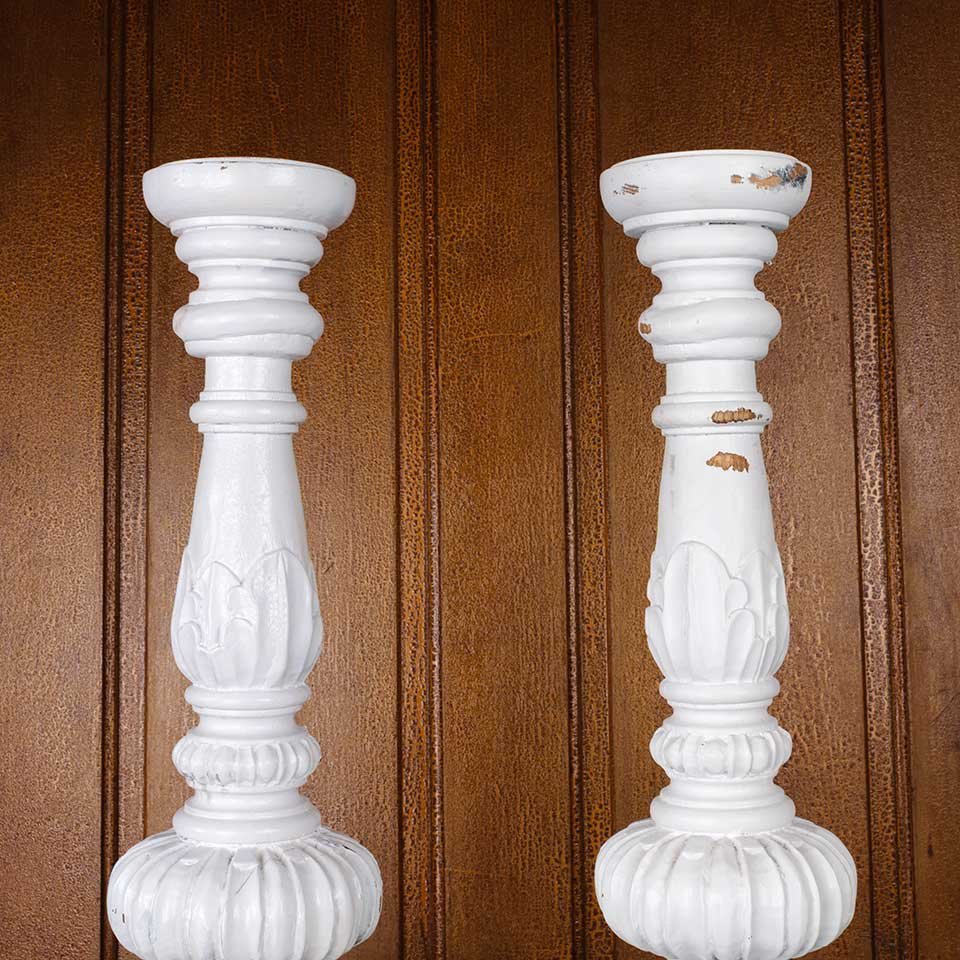 34" Carved Wood Candlesticks / Lamp Bases image 2