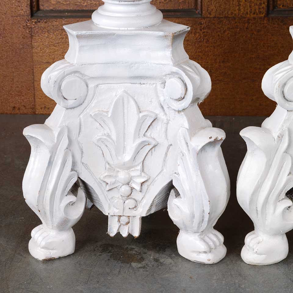 34" Carved Wood Candlesticks / Lamp Bases image 4