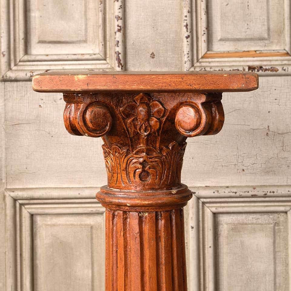 34" Antique Wood Column Pedestal Stand image 7
