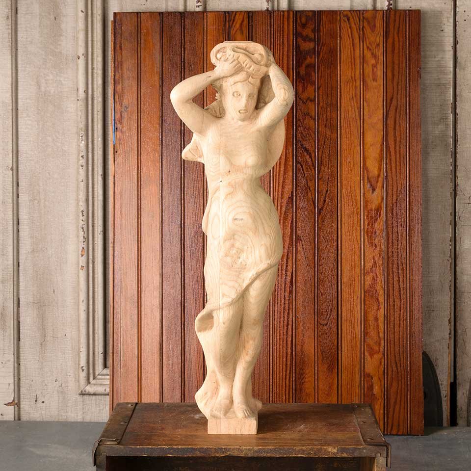20" Carved Wood Caryatid Figural Statue image 1