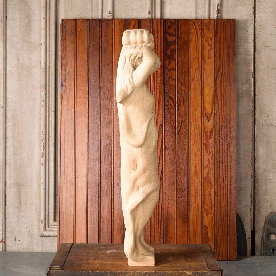 20" Carved Wood Caryatid Figural Statue image 4