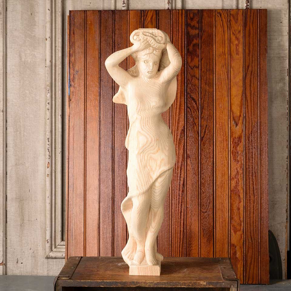 20" Carved Wood Caryatid Figural Statue image 7