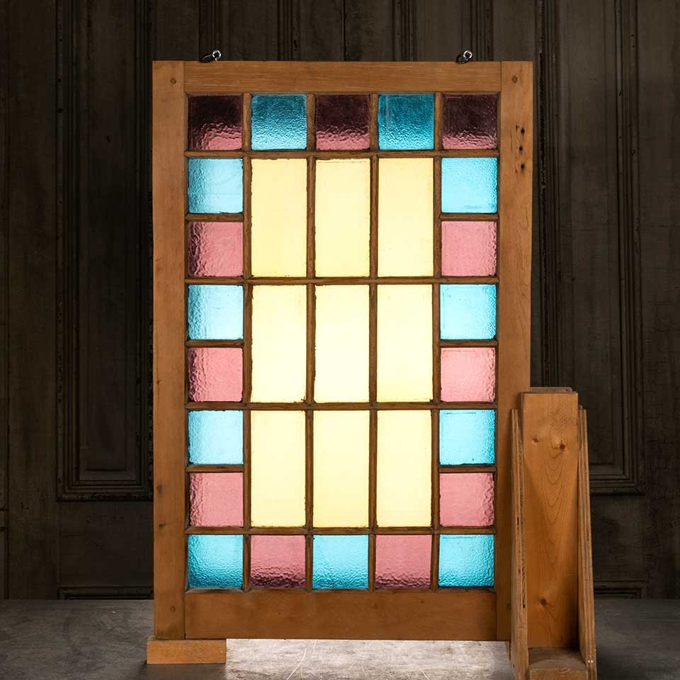 24x37 Antique Colored Glass Window Sash image 1
