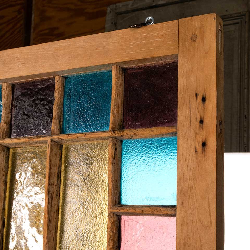 24x37 Antique Colored Glass Window Sash image 2