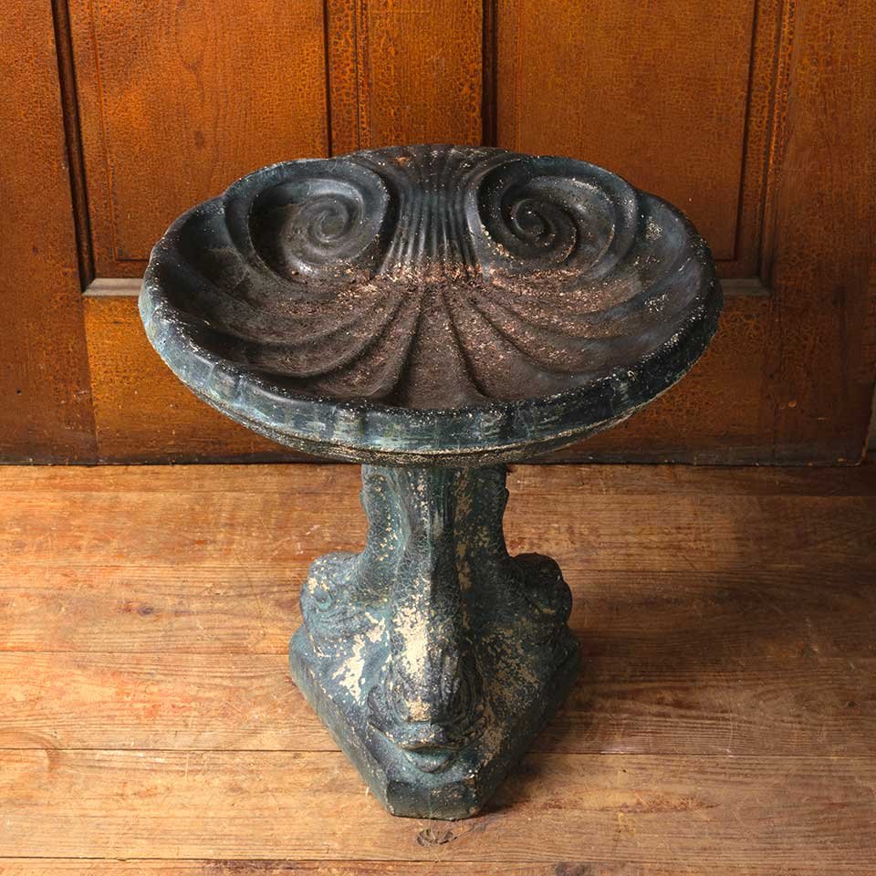 19x19 Vintage Cast Concrete Garden Birdbath image 1
