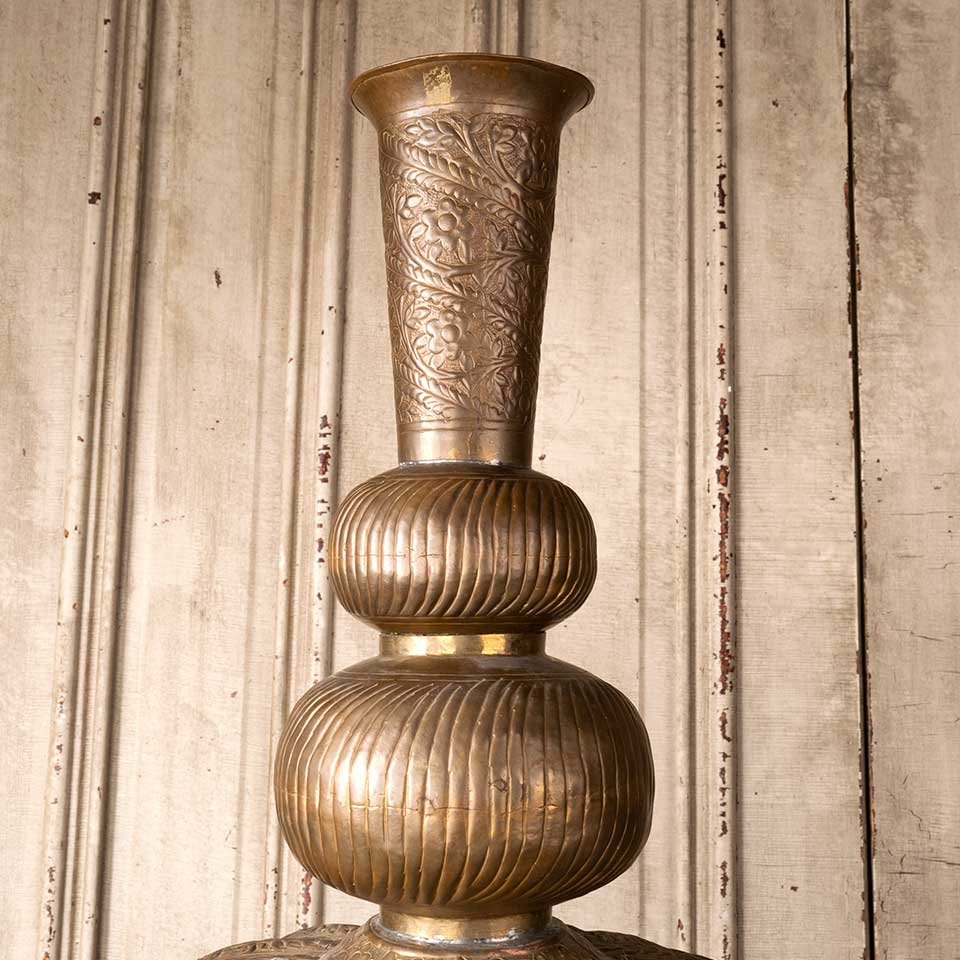 14x27 Large Vintage Ornate Brass Vase image 4