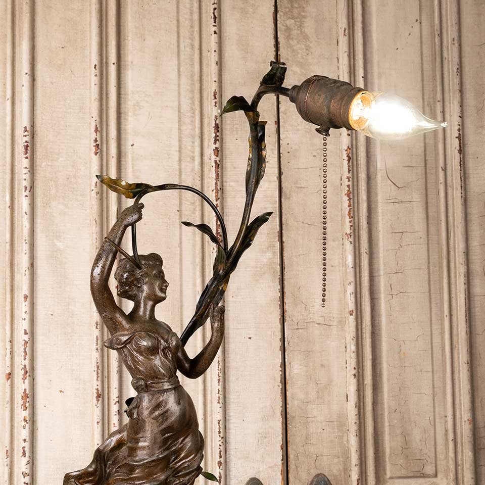 24" Art Nouveau Figural Newel Post Lamp image 5