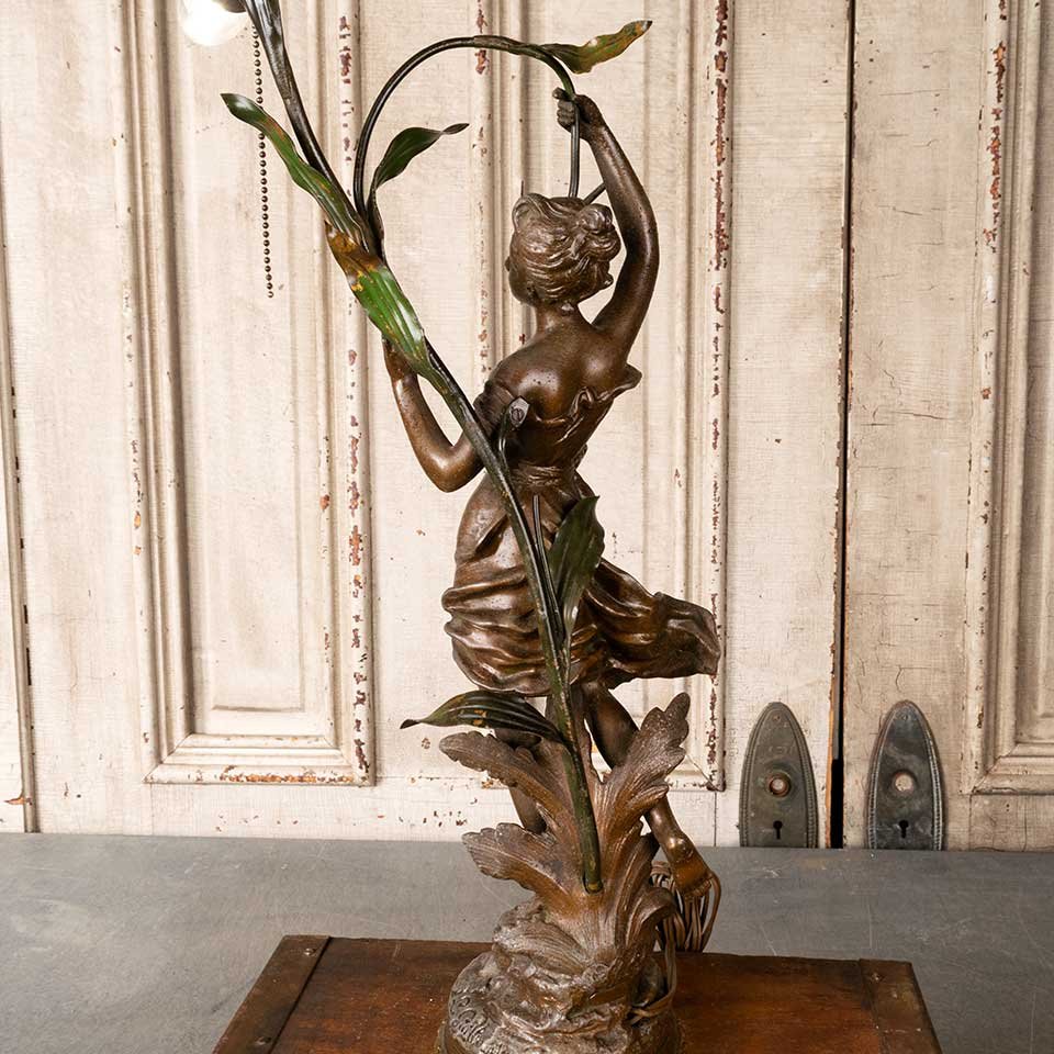 24" Art Nouveau Figural Newel Post Lamp image 8