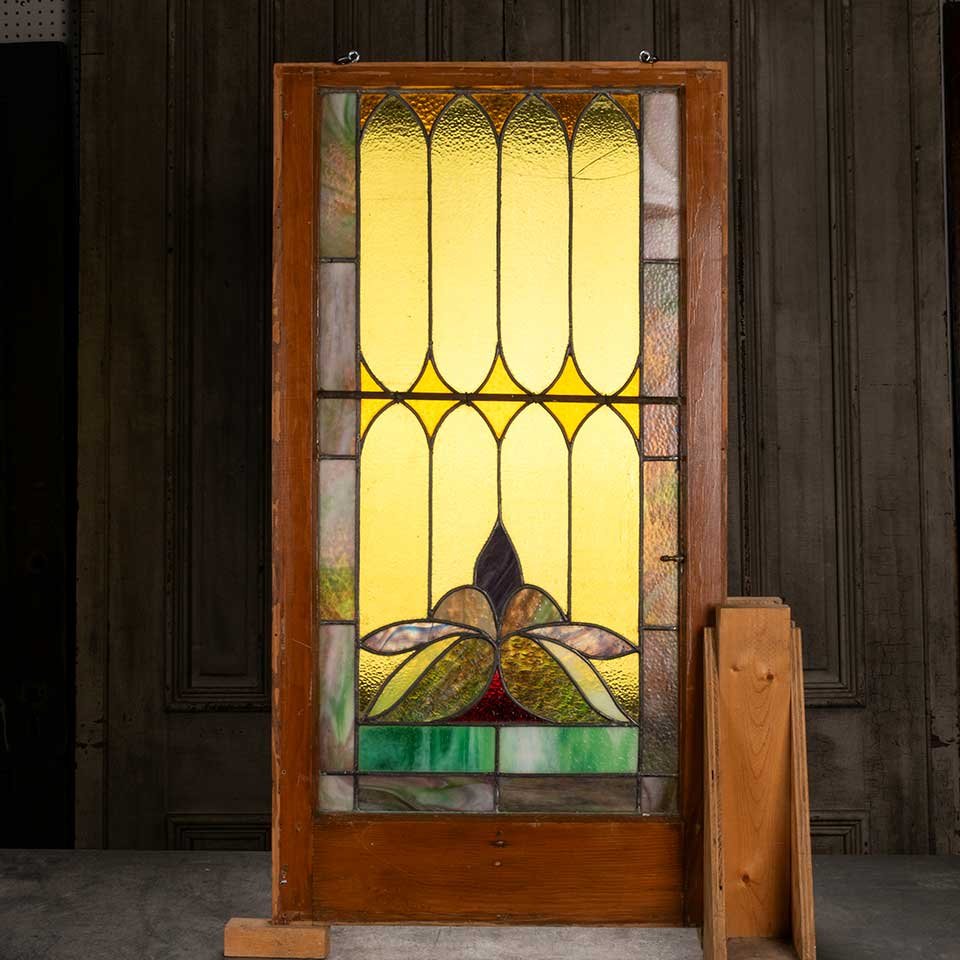 23x43 Antique Stained Glass Window Sash image 1