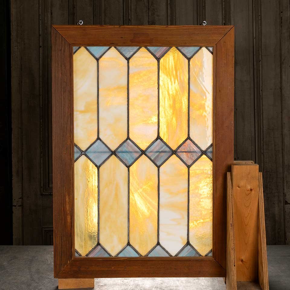 25x35 Framed Antique Stained Glass Window image 1