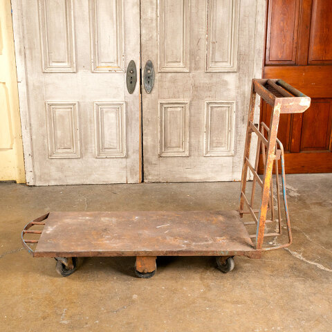 #13853 Vintage Industrial Metal Factory Cart image 5