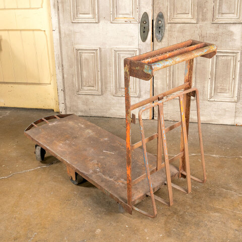 #13853 Vintage Industrial Metal Factory Cart image 6