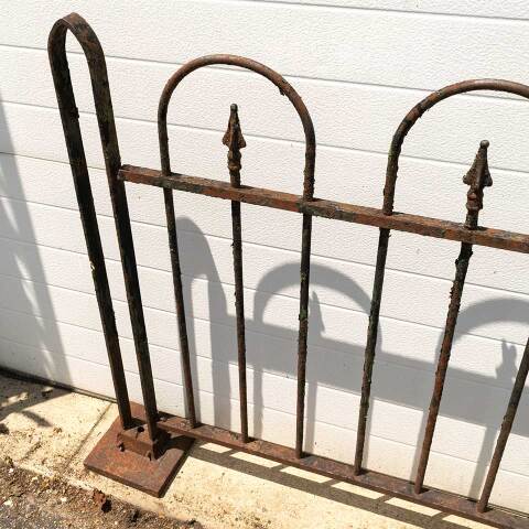 #14095 Salvaged Antique Wrought Iron Fence & Posts image 2