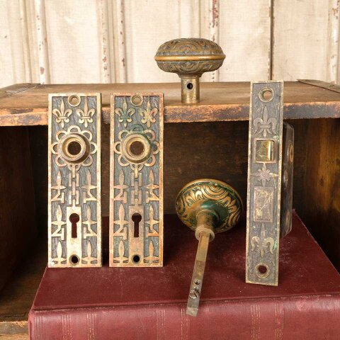 #23606 Antique Mallory Wheeler Door Hardware Set image 2
