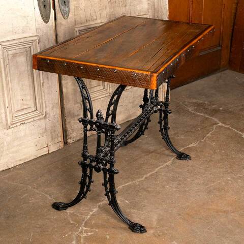 #29608 Table with Cast Iron Base and Wood Top image 2