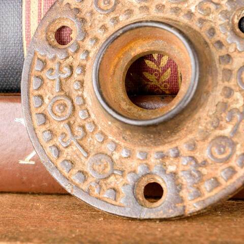 #32838 Antique Cast Iron Doorknob Rosette Hardware image 3