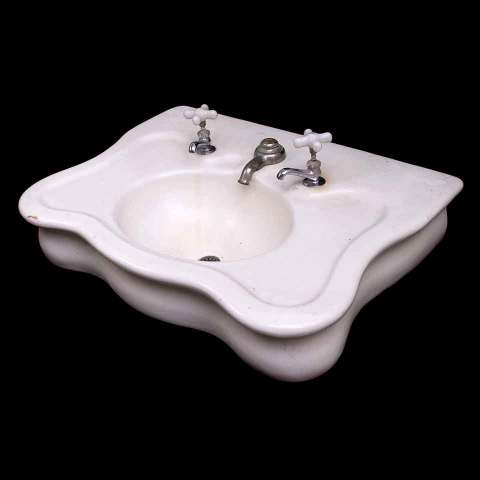 #34005 Antique Porcelain Bathroom Sink & Legs image 3