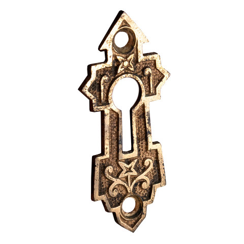 #34771 Antique Brass Keyhole Escutcheon image 1