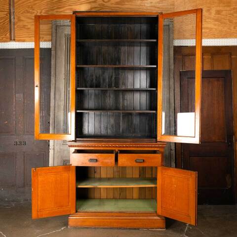 #35549 46x103 Salvaged Oak Built-In China Cabinet image 2