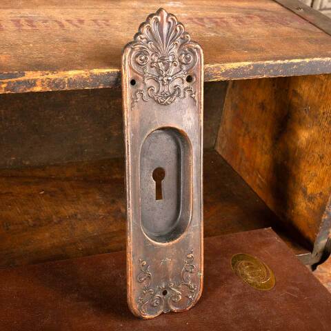 #35634 Antique Brass Pocket Door Pull Hardware image 3