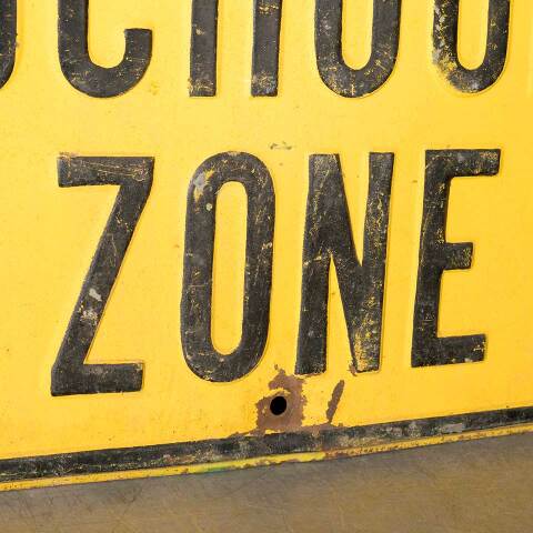 #37293 Vintage Painted Metal SCHOOL ZONE Sign image 4